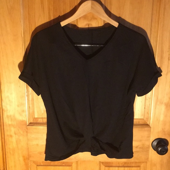 Tops - Black Short Sleeve Twist Front Top, NEW